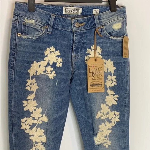 Lucky Brand Lolita Floral Skinny Jeans Size 00 NWT - Picture 3 of 10